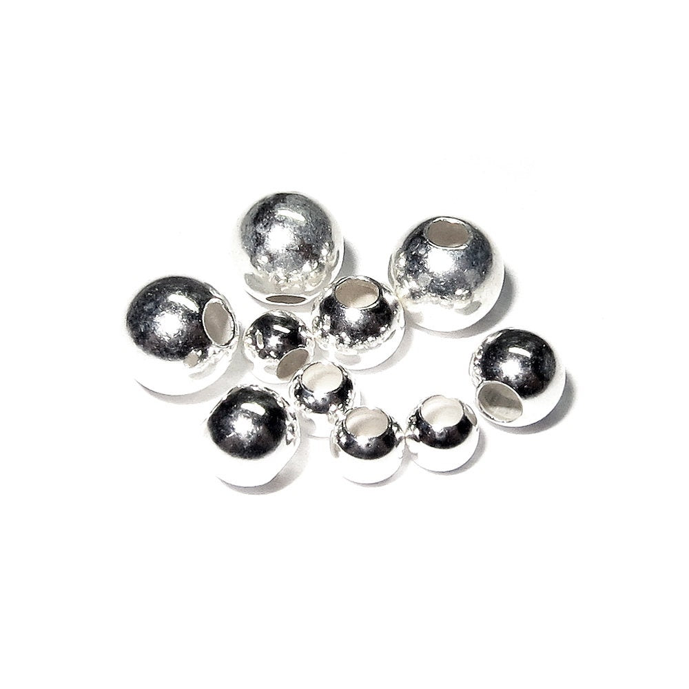 925 sterling silver seamless round shiny beads size 2.0-18.0 mm, Silver beads, Jewelry making, Silver findings, Sterling silver - 1 piece
