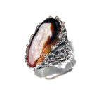Druse agate statement ring 925 sterling silver size 8, handmade ring, single copy, sterling silver, Druse agate, Agate ring