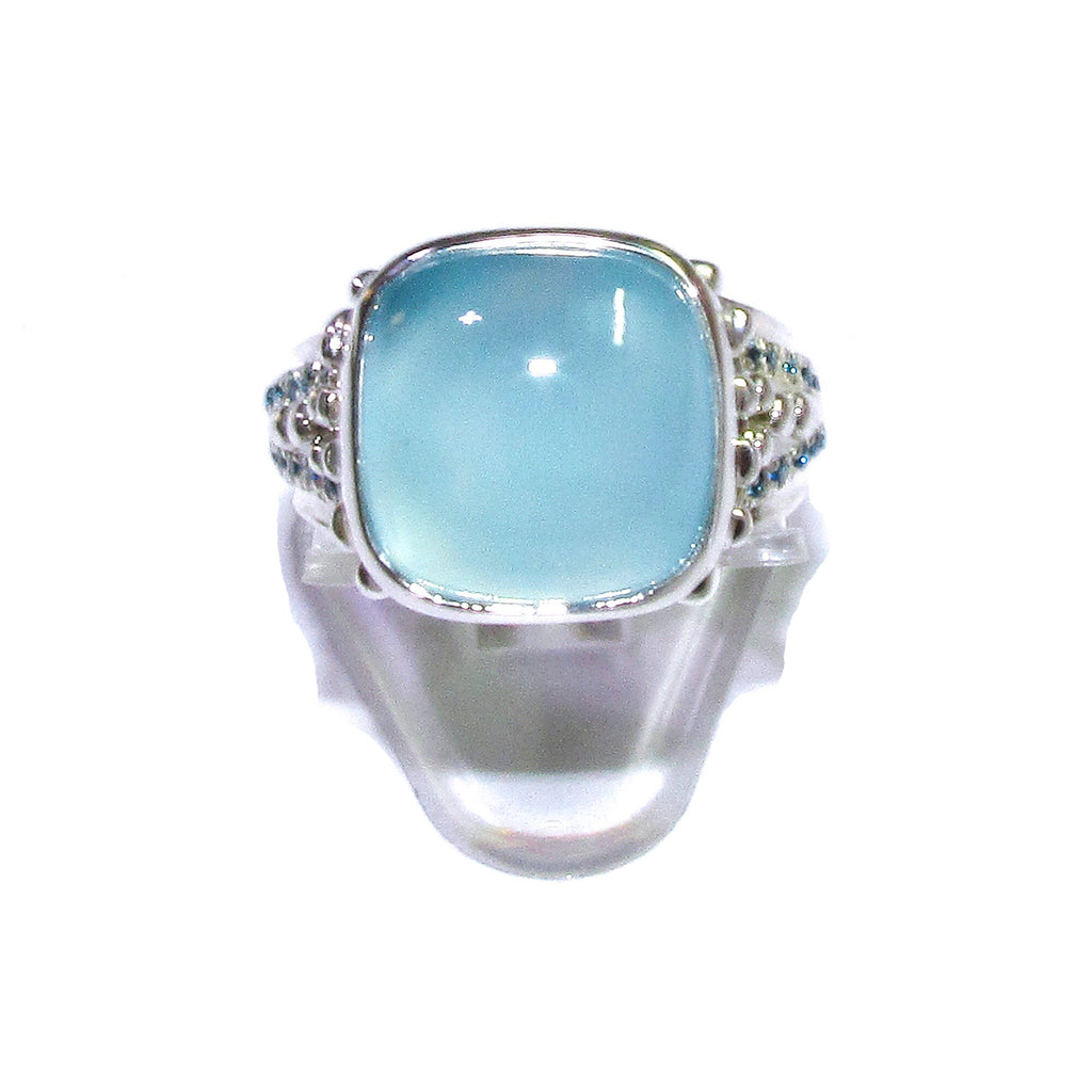 Statement Chalcedony ring 925 sterling silver size 7 1/2, Handmade ring, single copy, 925 sterling silver, Natural Aqua chalcedony, gemstone