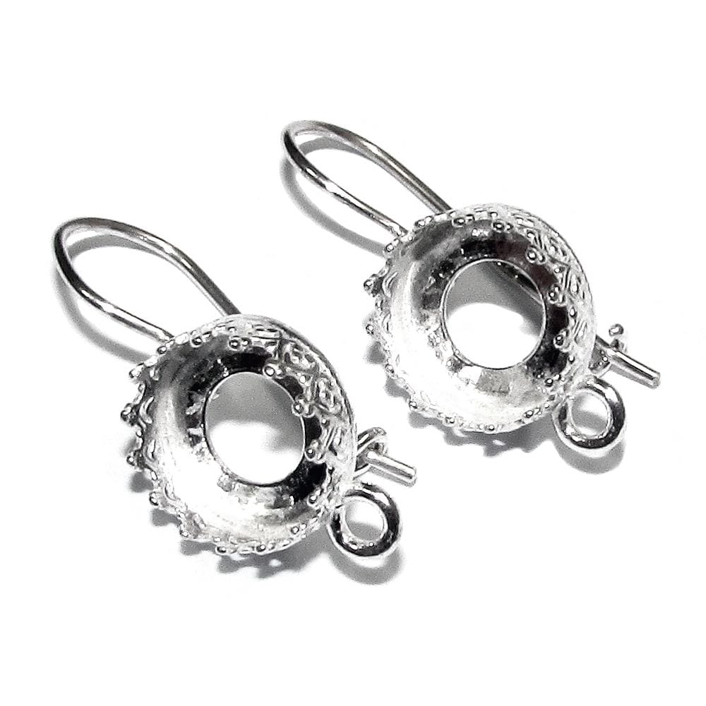 925 sterling silver blank earrings with bezel cup and closet ring size 6-14mm, model 1023H, Jewelry making, Setting - 1 pair (2 pieсes)