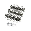 925 Sterling Silver Oxidized Twisted Tube Bar Clasp 4-Hole size 4.3x26 mm, Silver Clasps, Slide Clasps, Jewelry making, Tube clasp - 1 piece