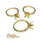 14K Yellow gold filled open blank ring with 4-prong setting 6x8 mm, Base ring, ring gold filled, Jewelry making, Setting - 1 piece