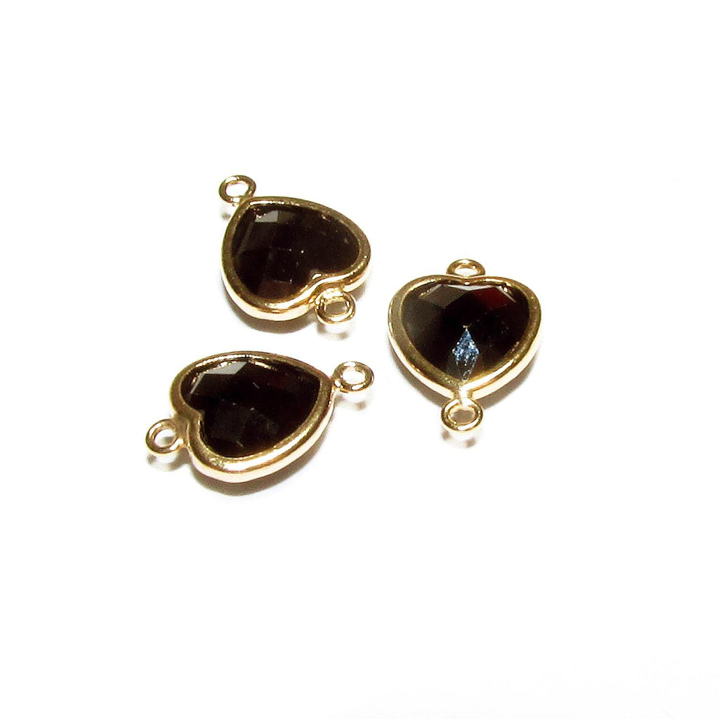 14K Gold Filled Checkerboard black onyx triangular Link Connector size 6 mm, Jewelry making, black onyx, Link connector, Connector - 1 piece