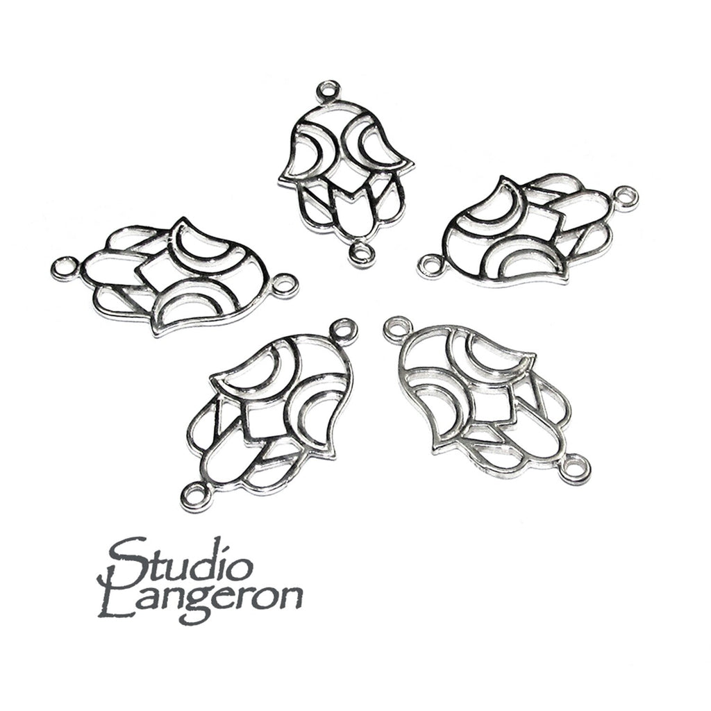925 Sterling silver large hamsa connector size 2.3x1.4 cm, Hamsa link component, Jewelry making, Connector, Jewelry connector - 1 piece