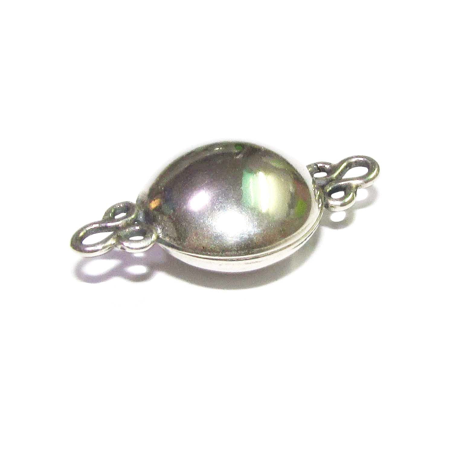 925 Sterling Silver Large Button Padlock Magnetic Clasp, Magnetic clasp, Clasps, Jewelry making, Round clasp, Sterling silver - 1 piece