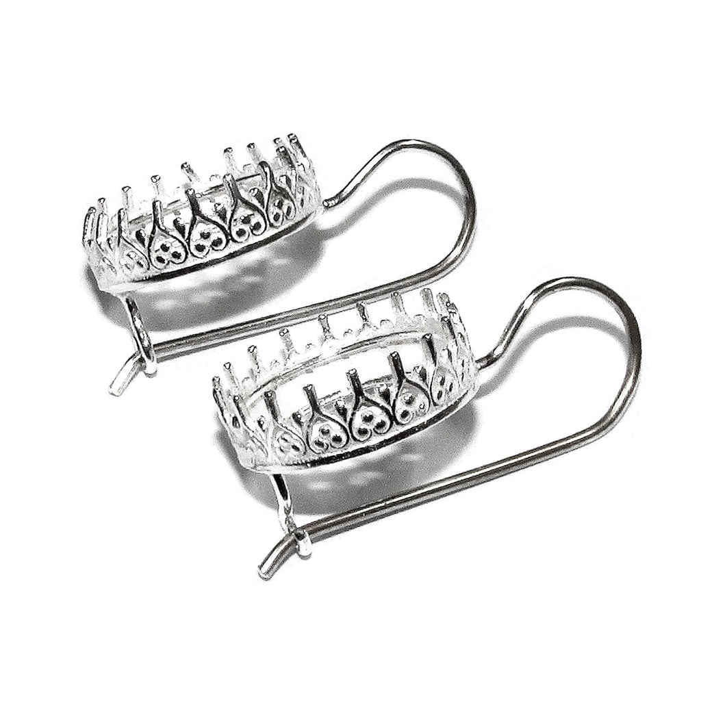 18 mm 925 sterling silver blank earrings with bezel cup, Jewelry making, Setting, bezel cup, base earrings, 925 silver - 1 pair (2 pieces)