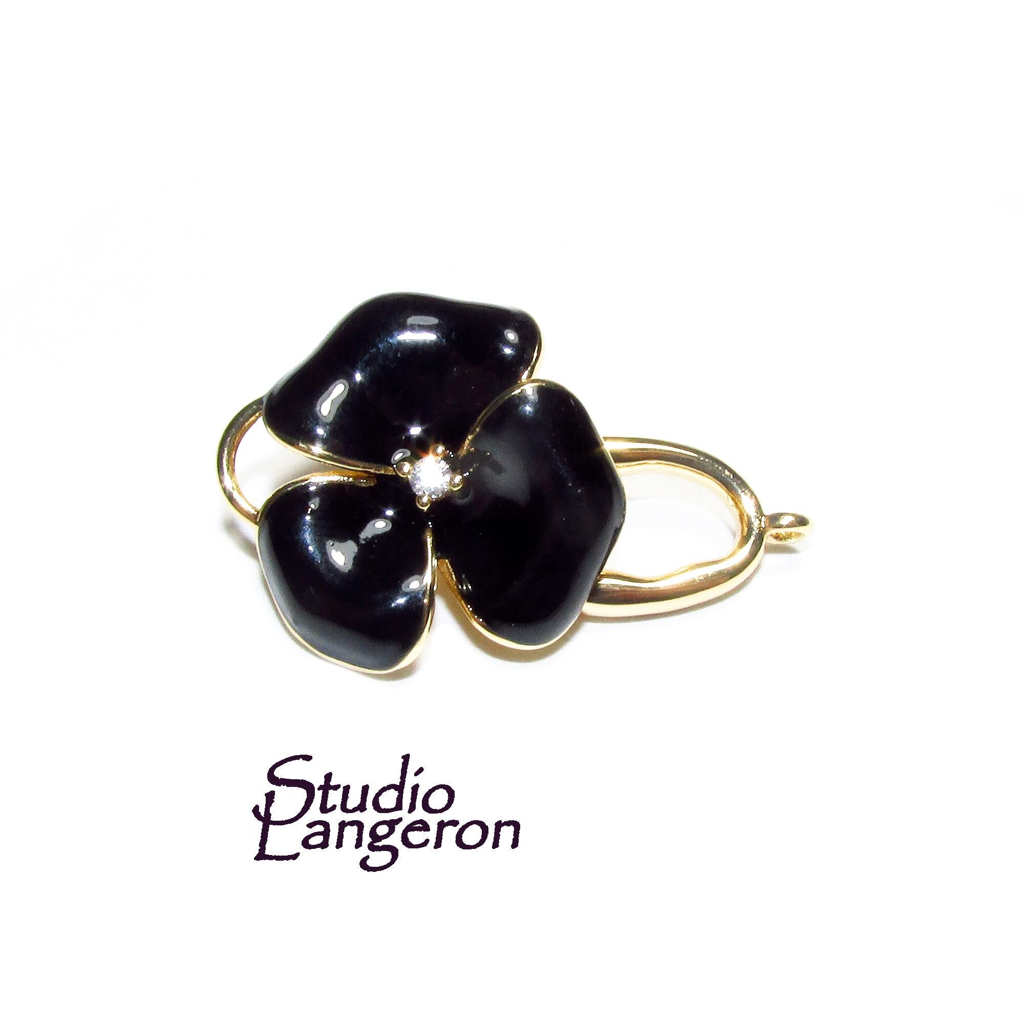 14K Yellow Gold Filled Hook Eye Clasp with Enamel: Jewelry Making (27mm, 1 Piece)