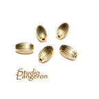 14K yellow gold filled oval corrugated beads size 5x3 mm, Oval Beads, Gold filled beads, Jewelry making, Corrugated beads - 1 piece