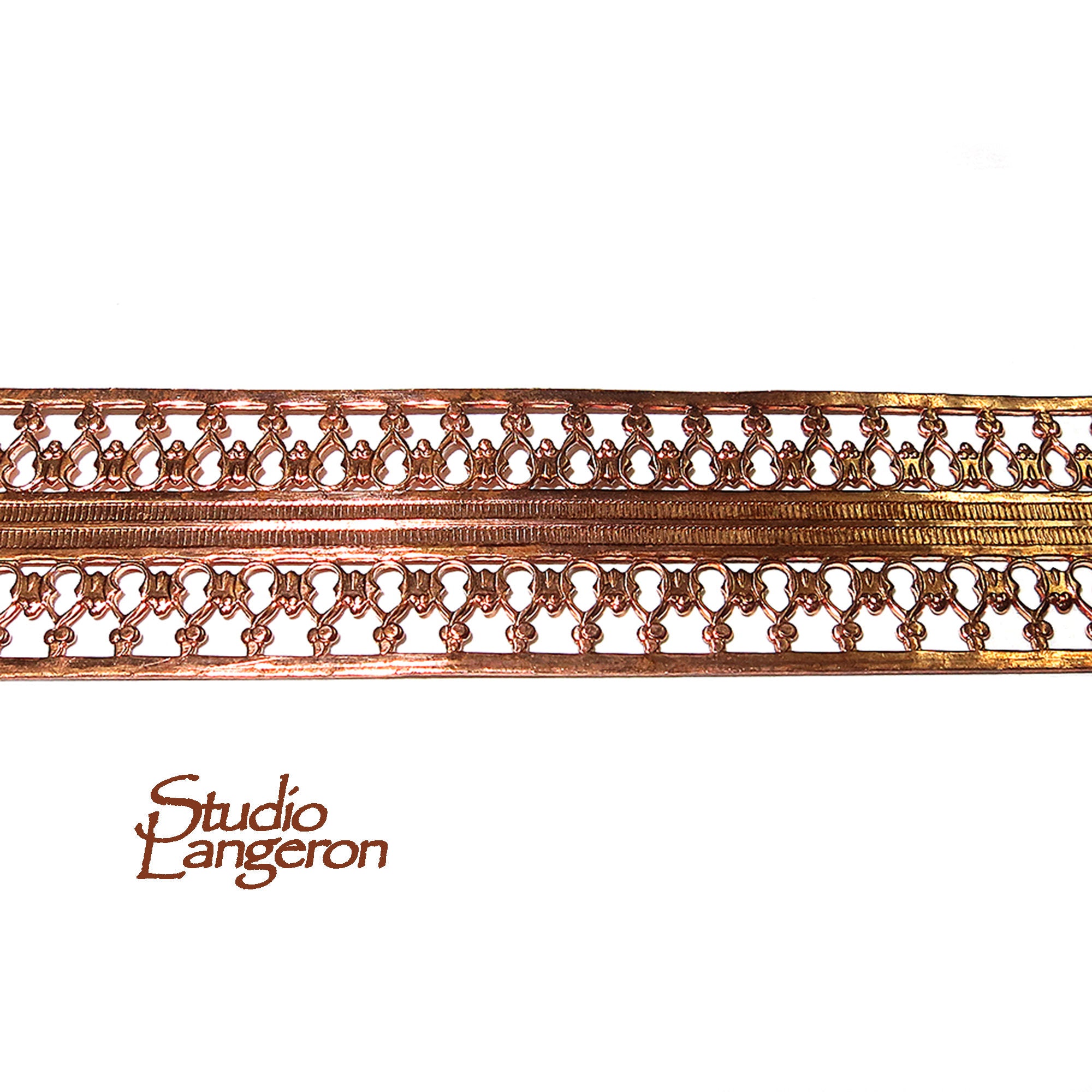 Natural Copper Bezel wire, Gallery wire, Gallery ribbon, Gallery pattern, Natural Copper, Copper wire, Jewelry making  - 4 inch (10 cm)