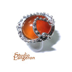 Statement Natural opal ring 925 sterling silver size 9, Handmade ring, single copy, sterling silver, Orange opal, silver ring, gemstone
