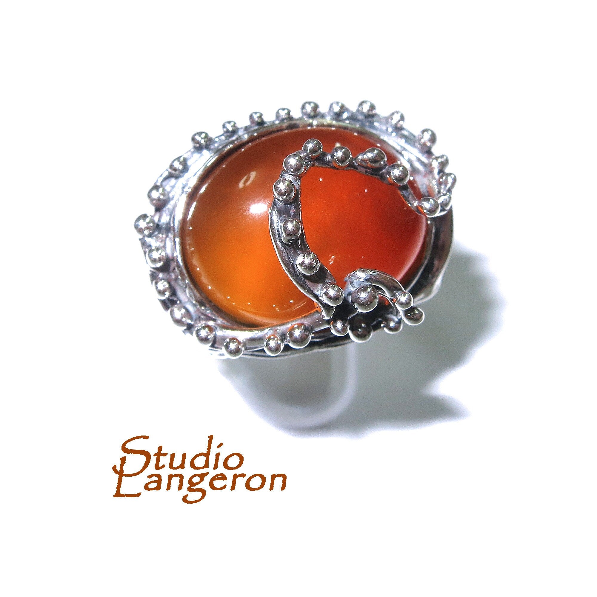 Statement Natural opal ring 925 sterling silver size 9, Handmade ring, single copy, sterling silver, Orange opal, silver ring, gemstone