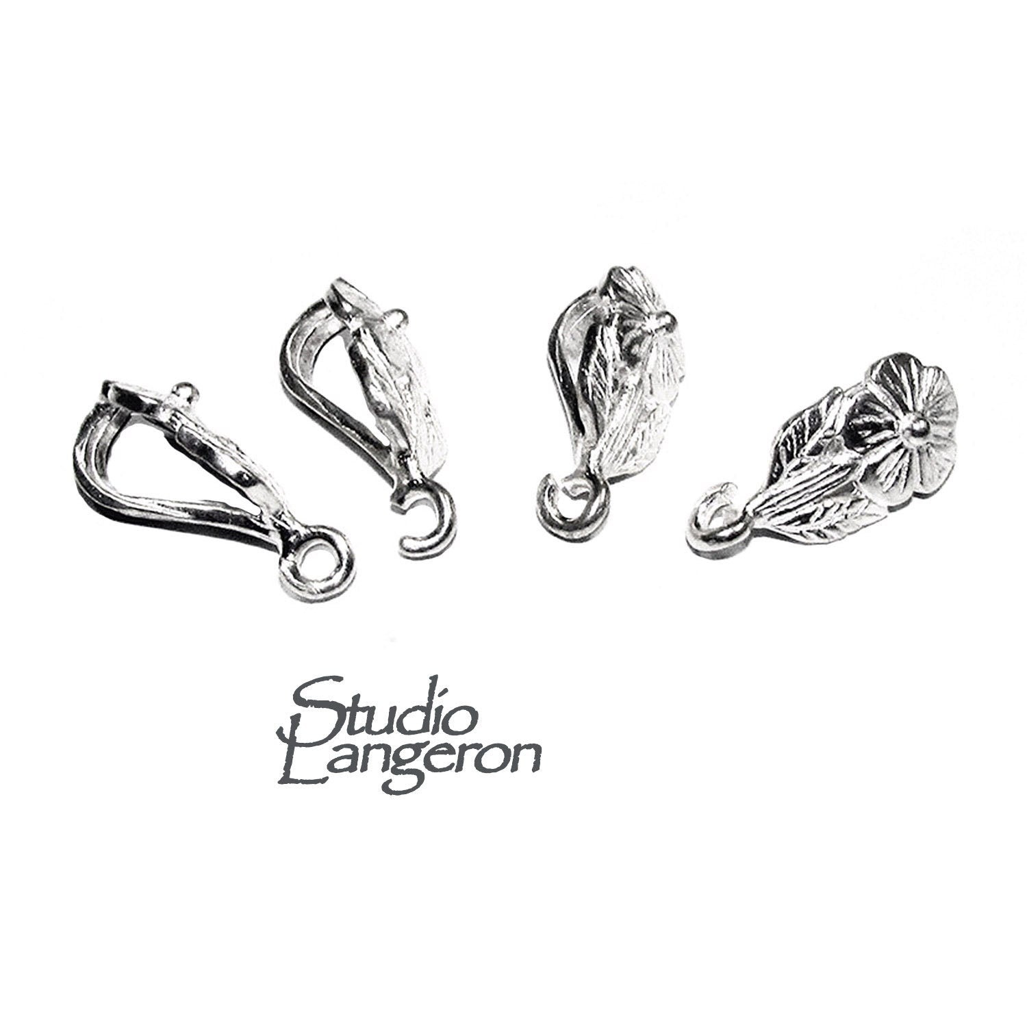 925 Sterling silver decorative Pendant Bails with loop, silver Bail, Jewelry making, Bail finding, bail for pendant - 1 piece