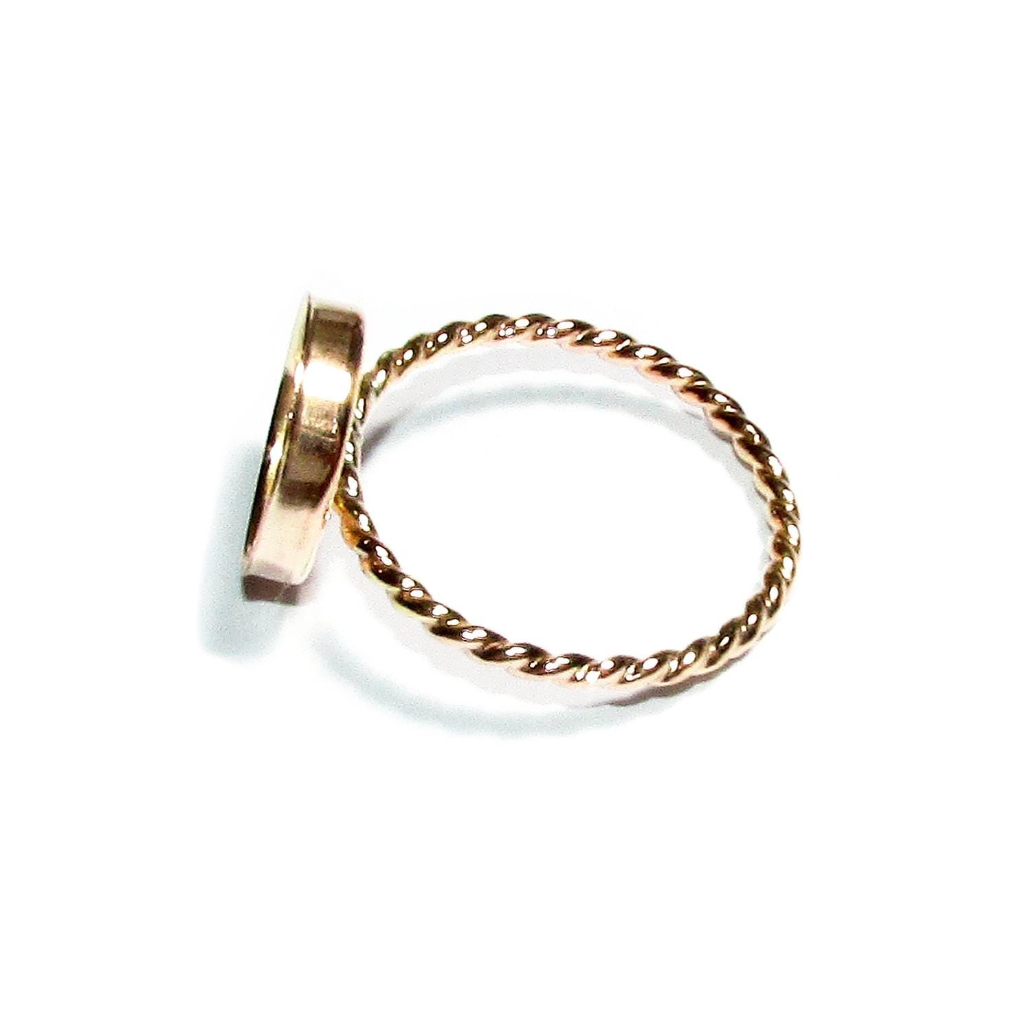 14K Yellow gold filled twisted blank ring with bezel cup 12mm size 4 - 11, Jewelry making, Mounting ring, bezel cup, setting - 1 piece