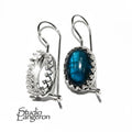 925 sterling silver blank earrings with oval bezel cup size 6x8-13x18 mm, model 1023, Jewelry making, Setting, bezel cup - 1 pair (2 pieces)