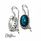 925 sterling silver blank earrings with oval bezel cup size 6x8-13x18 mm, model 1023, Jewelry making, Setting, bezel cup - 1 pair (2 pieces)