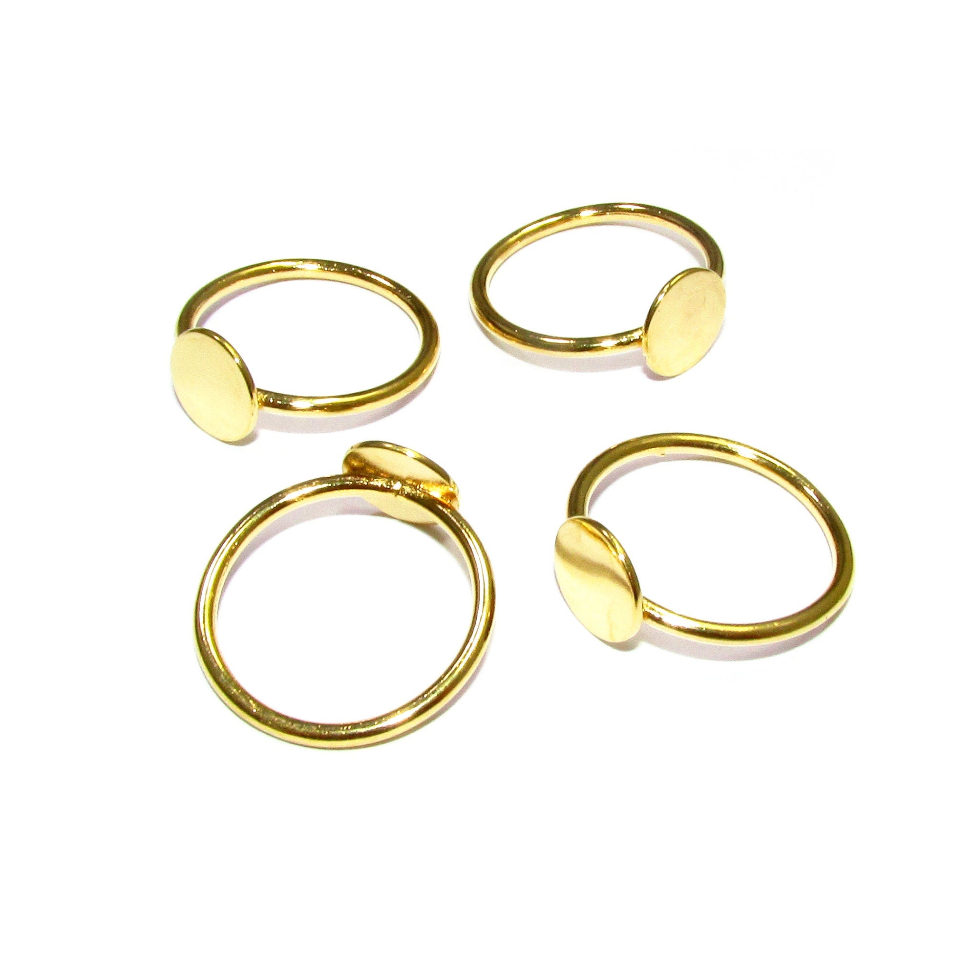 14K Yellow gold filled blank ring with platforms for gluing size 5, 6, 7, 8, base ring, Gold filled ring, Jewelry making, Setting - 1 piece