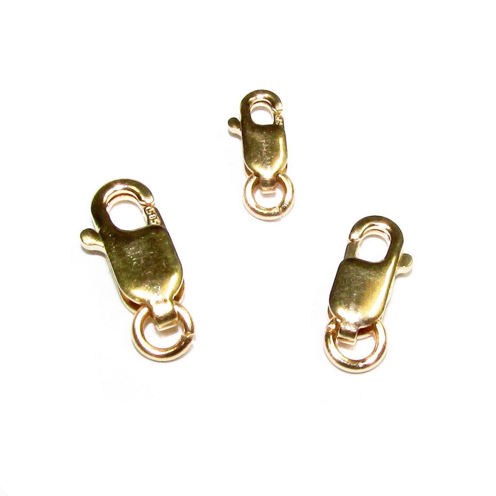 14K Yellow solid Gold Oval Lobster Clasp, Gold clasp, Lobster clasp, 14K Solid gold, Jewelry making, 14K Gold findings - 1 piece
