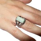 Statement Aqua chalcedony ring 925 sterling silver size 5, Handmade ring, single copy, 925 sterling silver, Aqua chalcedony, Statement ring