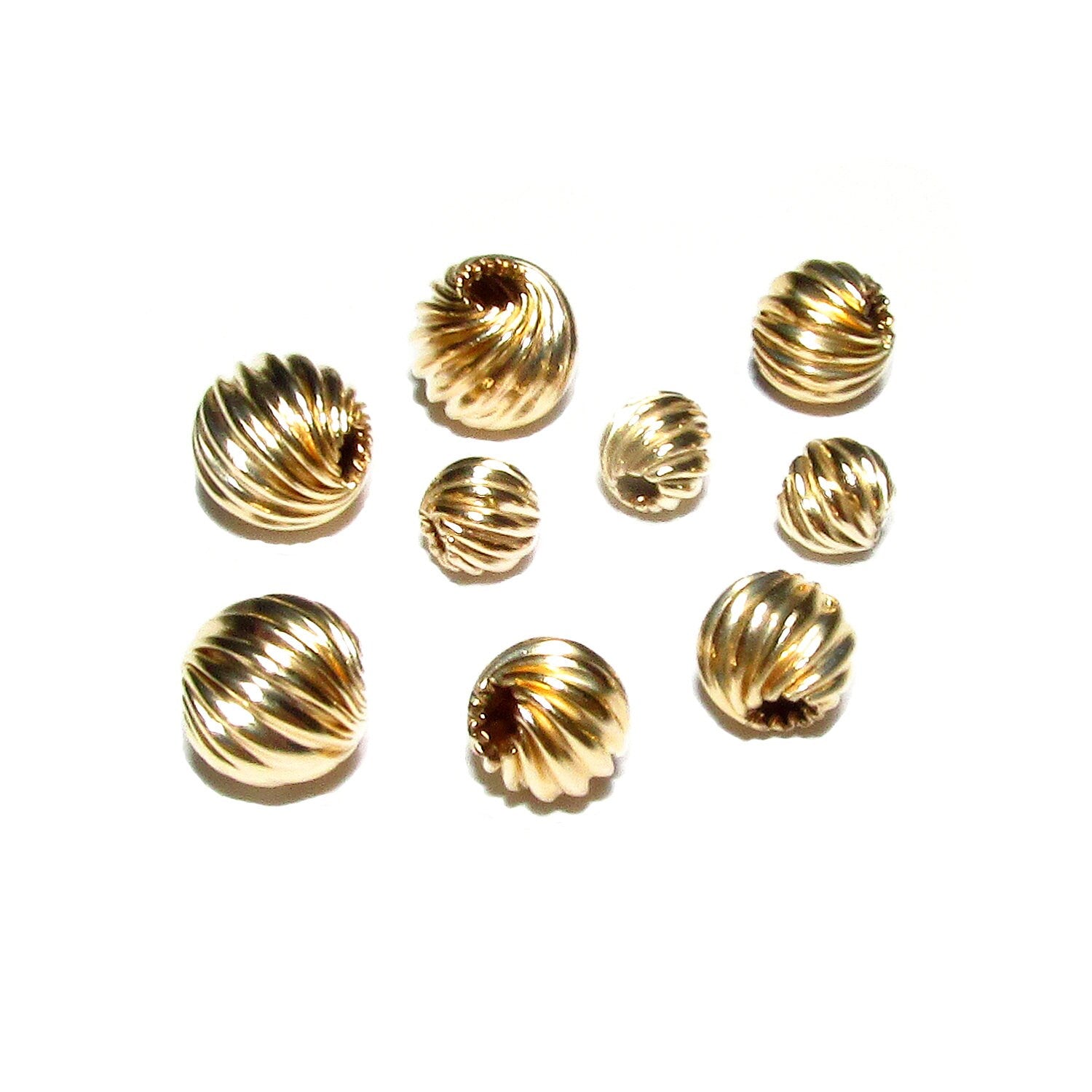 14K yellow gold filled round twisted beads size 3, 4, 5, 6, 7, 8mm, Jewelry making, Gold filled twisted beads, Gold filled beads - 1 piece