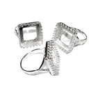 14x14mm 925 sterling silver blank ring with square bezel cup size 5, 6, 7, 8, 9, silver ring, base ring, jewelry making, bezel cup - 1 piece