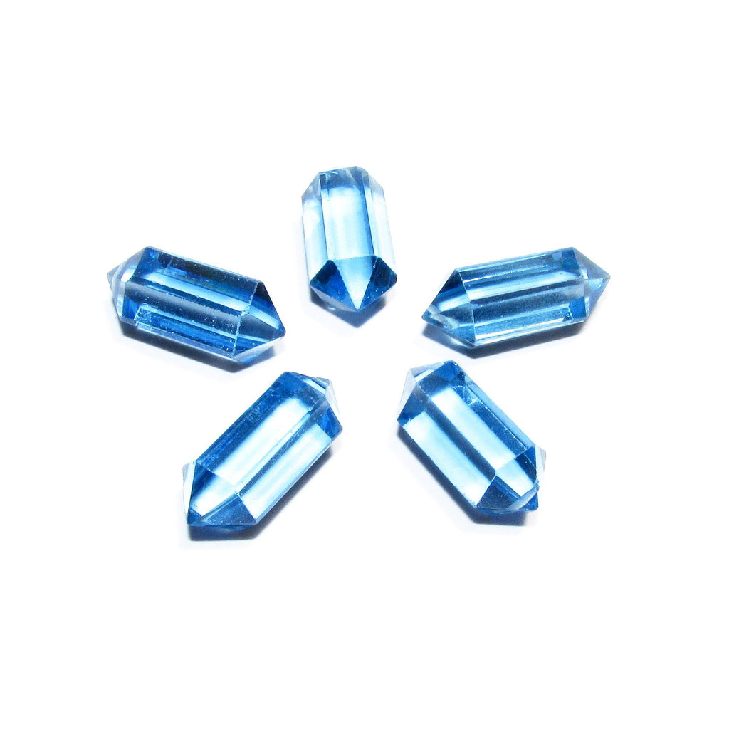 Natural Teal Aquamarine Faceted Crystal Point beads size 14x7mm, Teal Aquamarine Gemstone, Jewelry making, Gemstone Faceted beads - 1 piece
