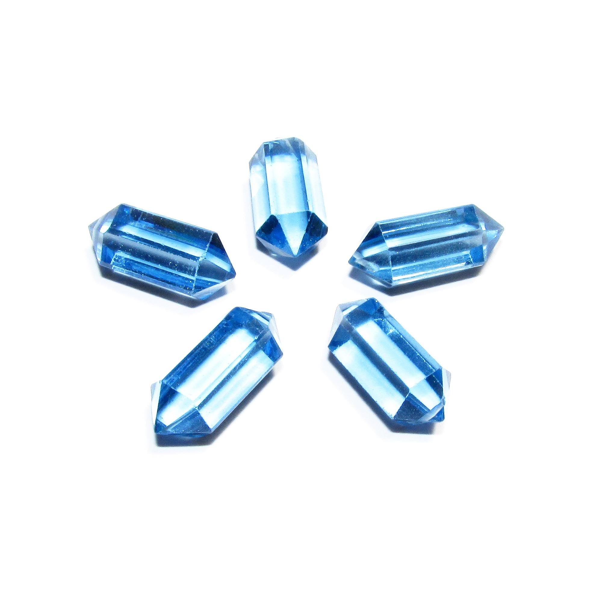 Natural Teal Aquamarine Faceted Crystal Point beads size 14x7mm, Teal Aquamarine Gemstone, Jewelry making, Gemstone Faceted beads - 1 piece