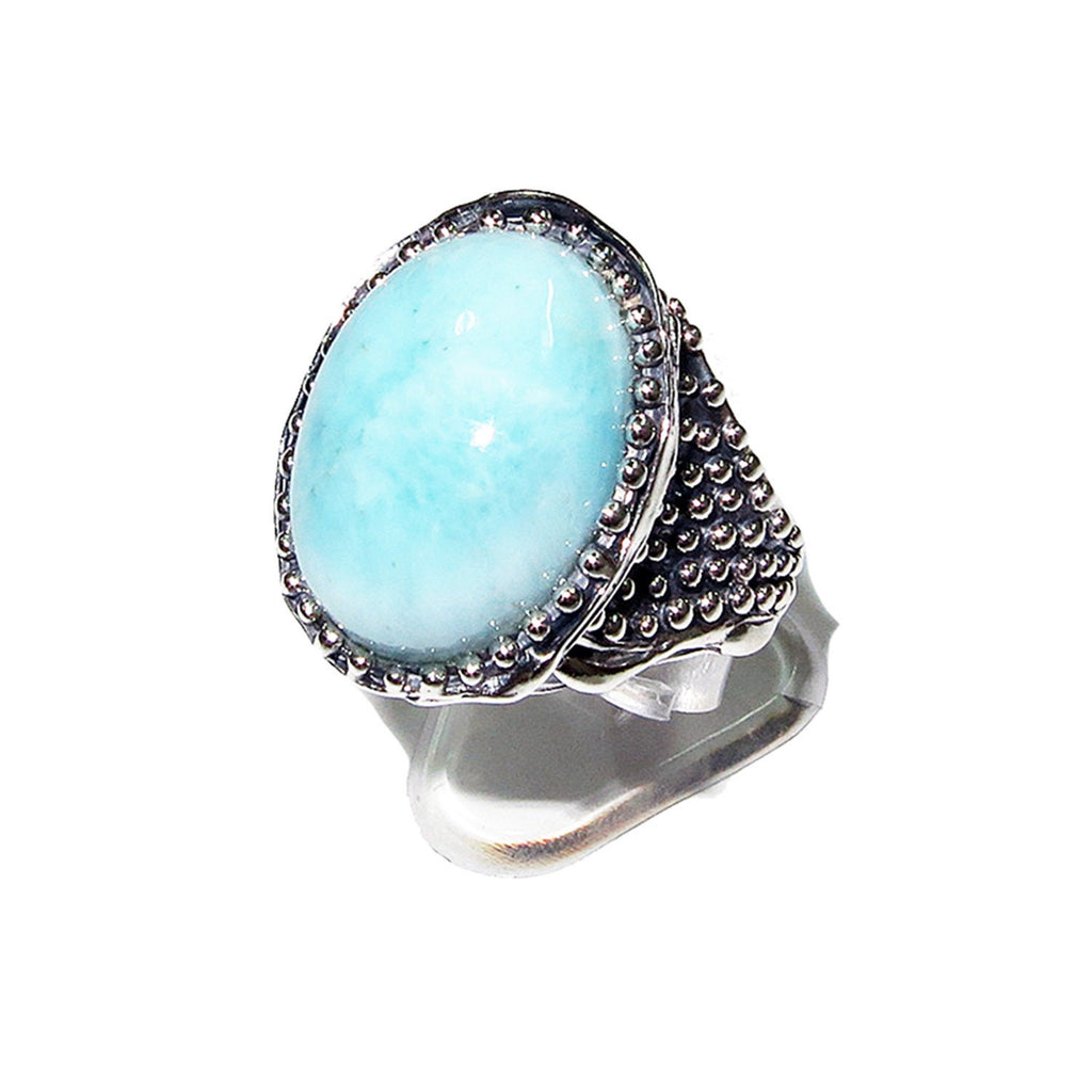 Statement Natural Larimar ring 925 sterling silver size 8, Handmade ring, single copy, Larimar, silver ring, Statement ring, cocktail ring