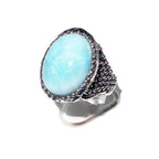 Statement Natural Larimar ring 925 sterling silver size 8, Handmade ring, single copy, Larimar, silver ring, Statement ring, cocktail ring