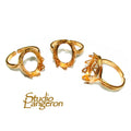 14K Yellow gold filled open blank ring with bezel cup 12x16 mm, base ring, bezel cup, jewelry making, ring gold filled - 1 piece