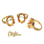 14K Yellow gold filled open blank ring with bezel cup 12x16 mm, base ring, bezel cup, jewelry making, ring gold filled - 1 piece