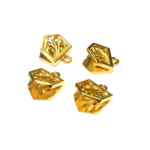 14K Gold Filled decorative Flat Pinch End Caps size 12x11 mm, Flat end caps, Jewelry making, End caps gold filled - 1 pair (2 piece)