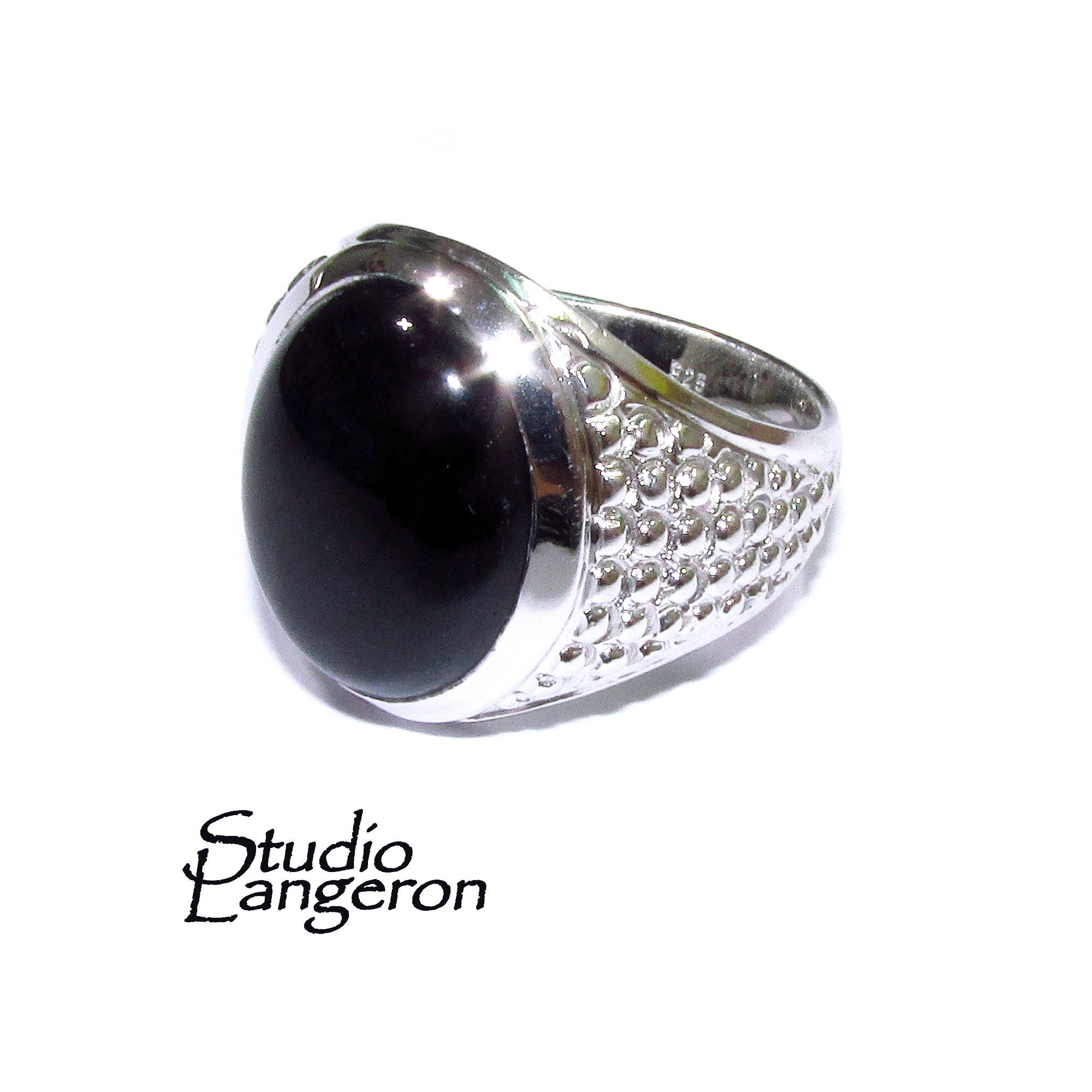 Black onyx ring 925 sterling silver, size 9, Handmade ring, single copy, 925 sterling silver, Black onyx, silver ring, gemstone - 1 piece
