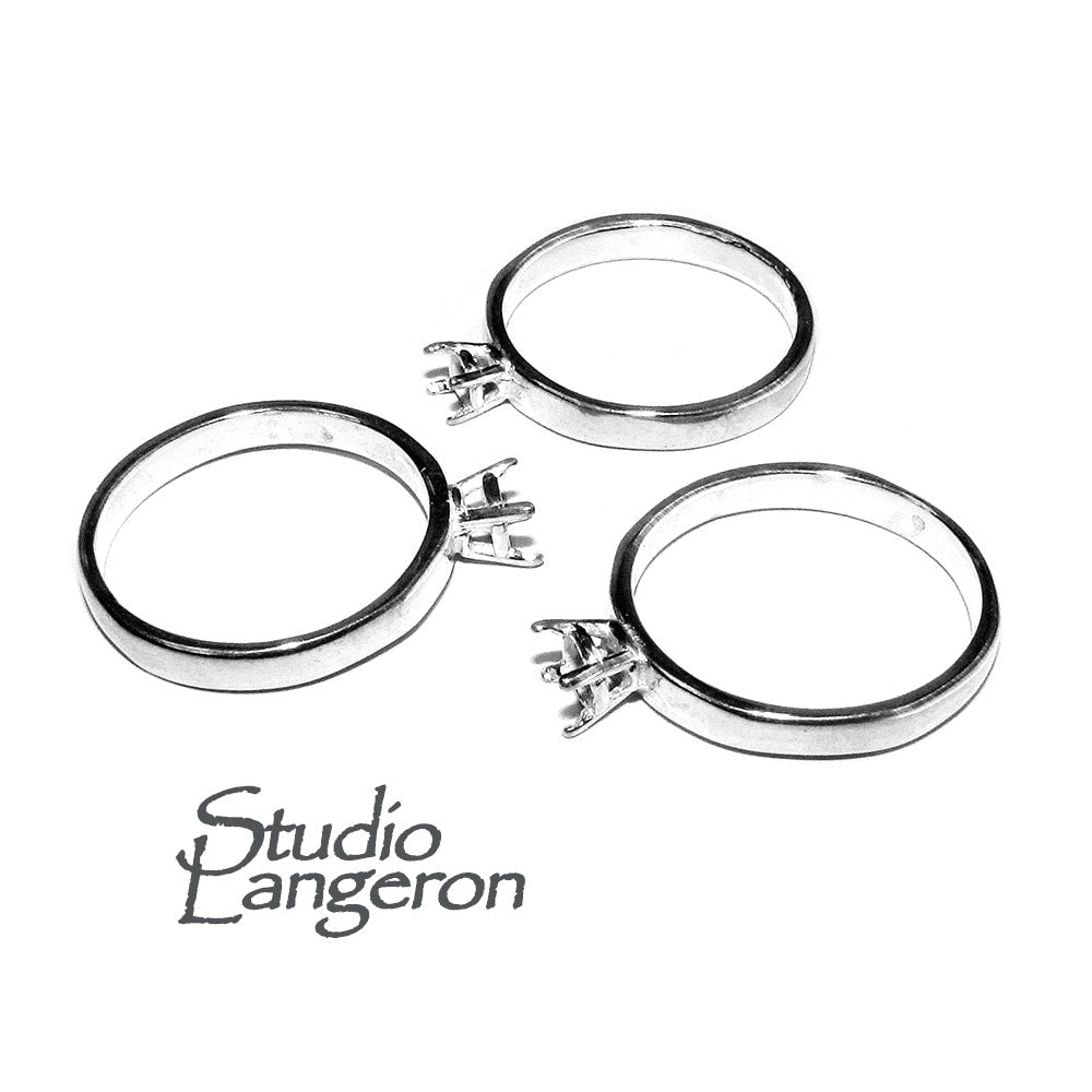 925 sterling silver blank ring with 4-prong setting 4mm size 4-11, silver ring, Jewelry making, Base ring, Setting, Prong setting  - 1 piece