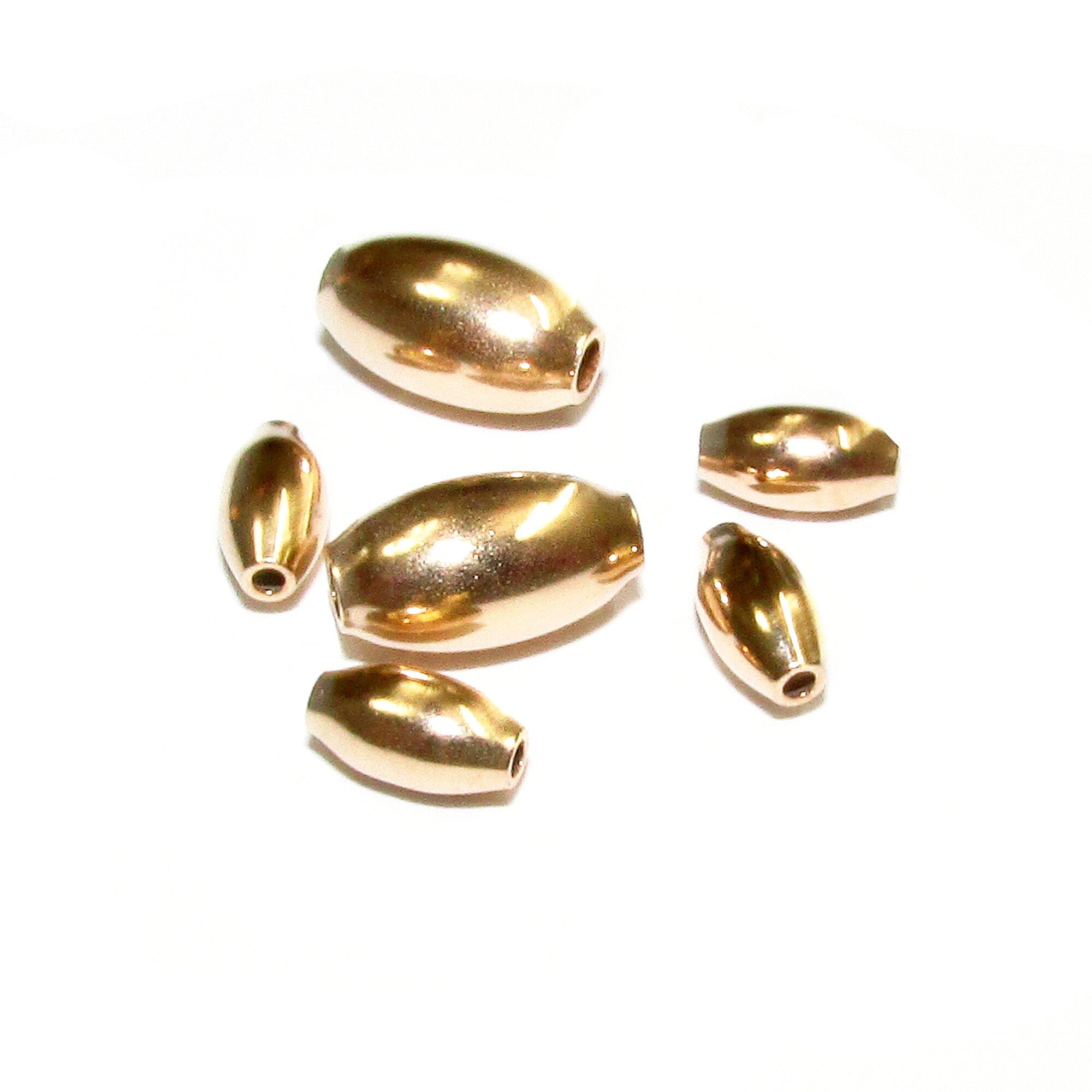 14K yellow gold filled oval beads size 3x6, 5x8.5, 7x11 mm, Oval Beads, Jewelry making, Gold filled beads, 14K Yellow Gold Filled - 1 piece