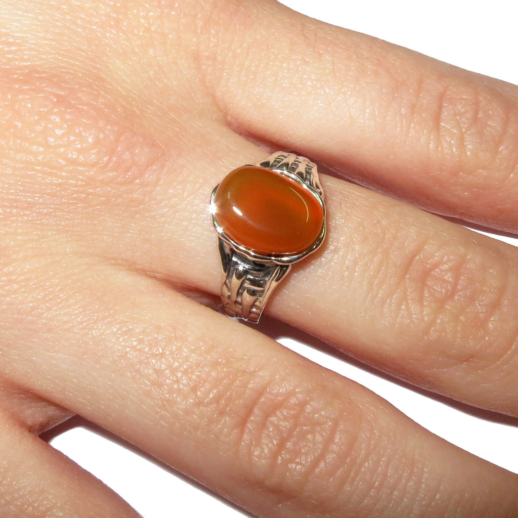 Statement Natural opal ring 925 sterling silver size 6 1/2, Handmade ring, single copy, sterling silver, Orange opal, silver ring, gemstone