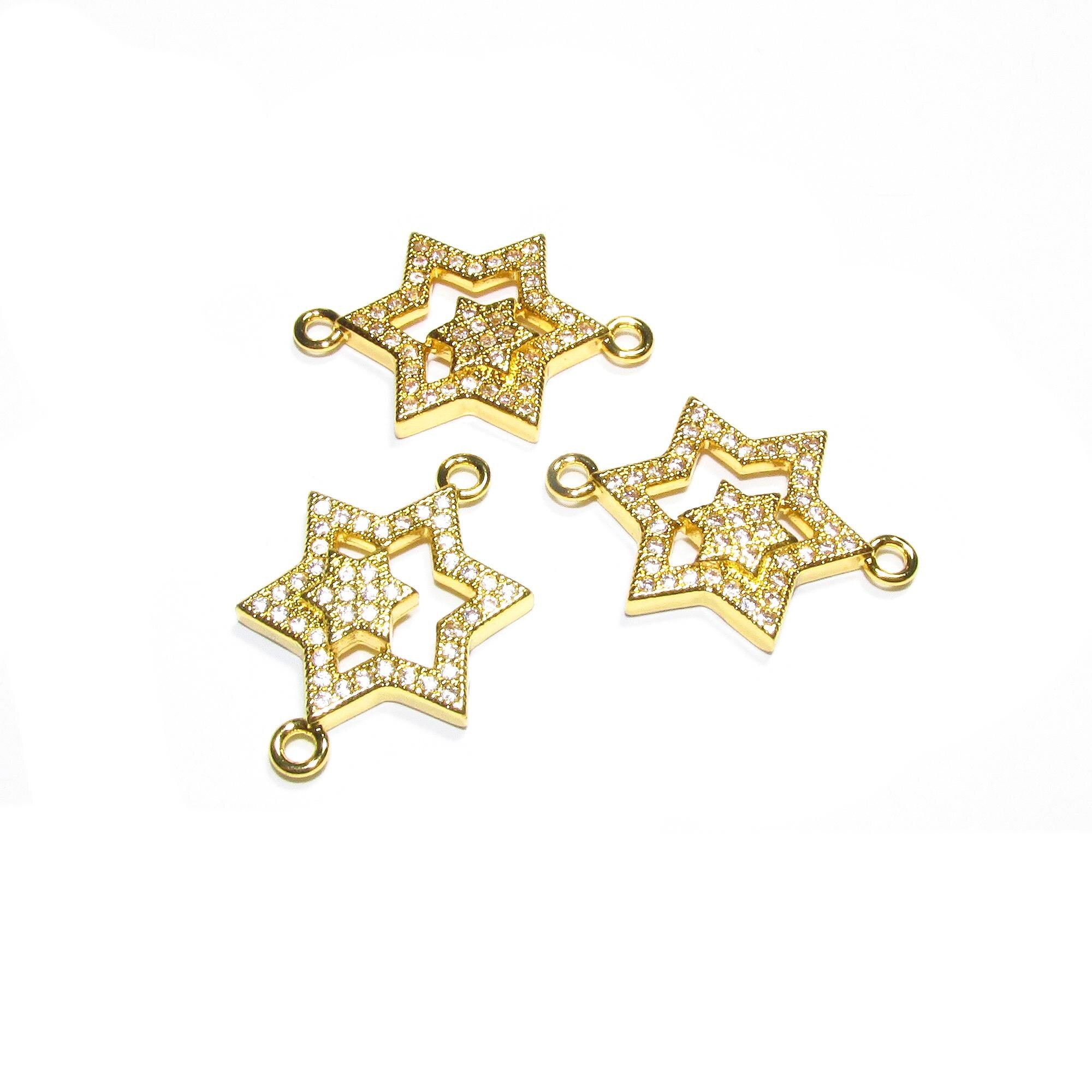14K Gold filled small connector Magen David with crystals size 17mm, gold filled link, Jewelry making, link connector Magen David - 1 piece