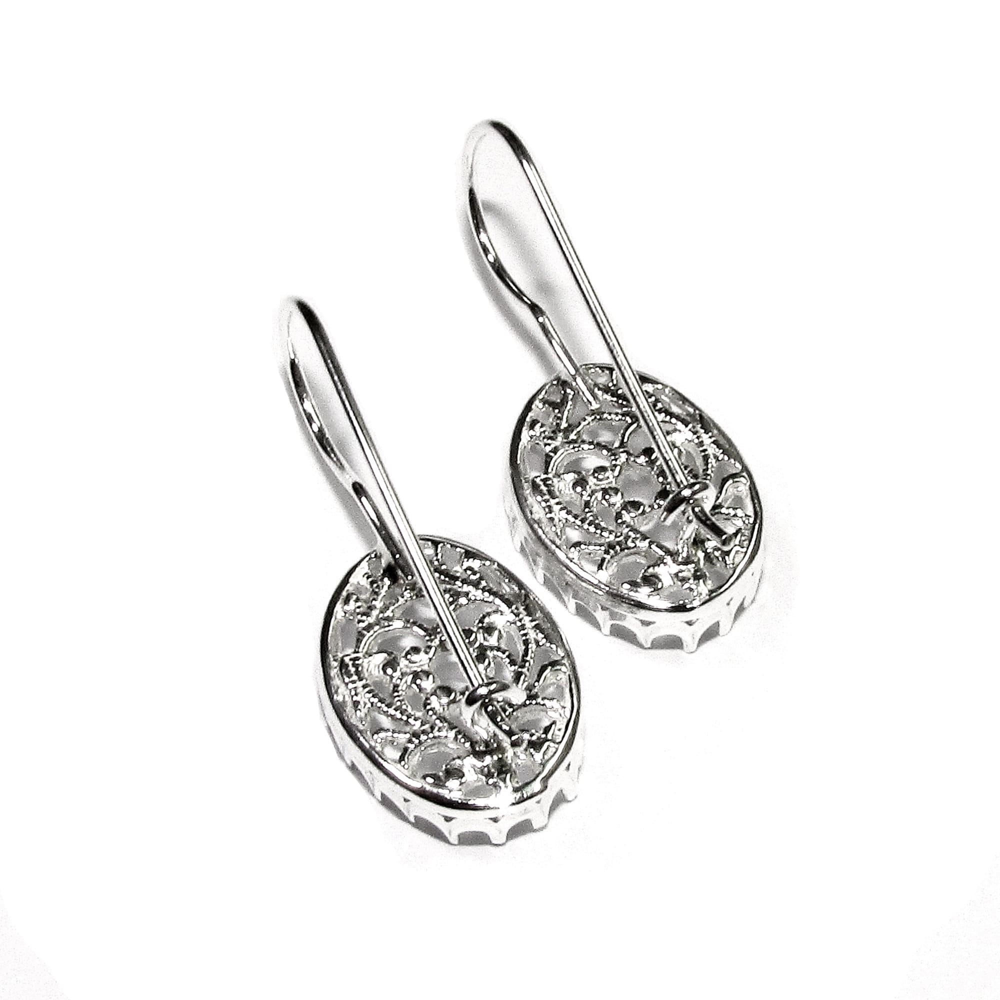 12x16 mm size 925 sterling silver blank earrings with bezel cup, Jewelry making, Setting, bezel cup, Base earrings - 1 pair (2 pieces)