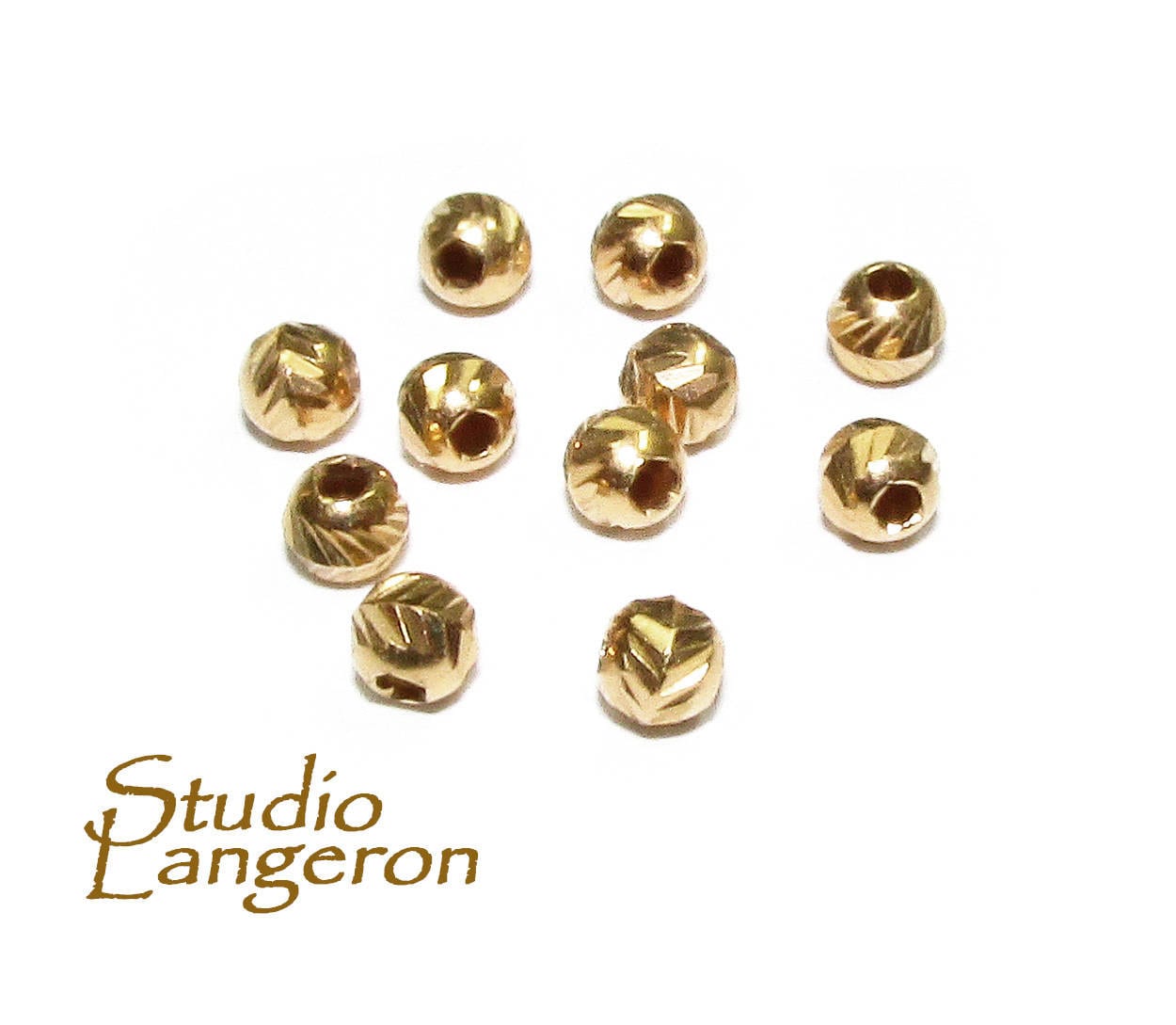 10 pcs 14K Yellow Gold filled Diamond cut Beads 3 mm, Diamond cut beads, Spacer Beads, Diamond cut, Gold filled beads, Jewelry making