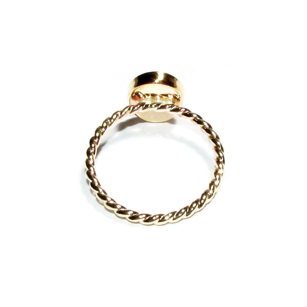 14K Yellow gold filled twisted blank ring with bezel cup 8x10mm size 4 - 11, Base ring, Bezel cup, Jewelry making, Setting - 1 piece