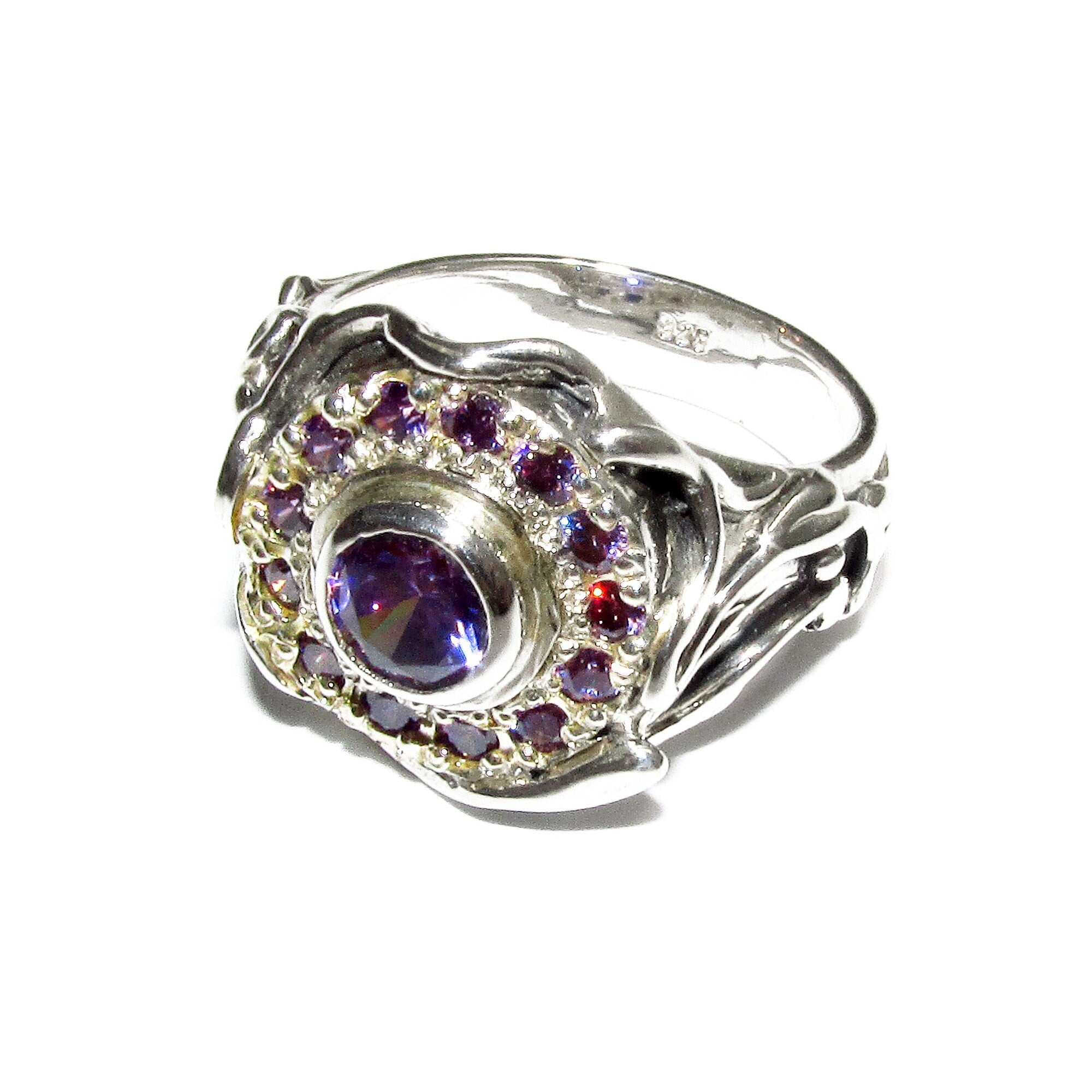 Statement Amethysts ring 925 sterling silver size 6 1/2, Handmade ring, single copy, sterling silver, Amethysts, silver ring, Amethyst ring