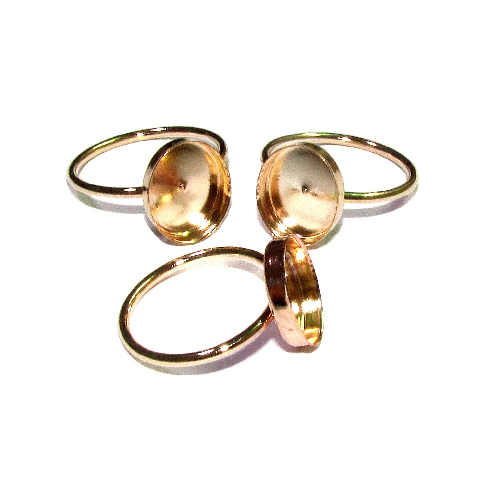 14K Yellow gold filled blank ring with bezel cup 10x12 mm size 4 - 11, Base ring, Bezel cup, Setting, Jewelry making, Gold filled - 1 piece