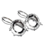 925 sterling silver blank earrings with bezel cup size 8 - 18mm, model 1231, Jewelry making, Setting, base earrings - 1 pair (2 pieсes)