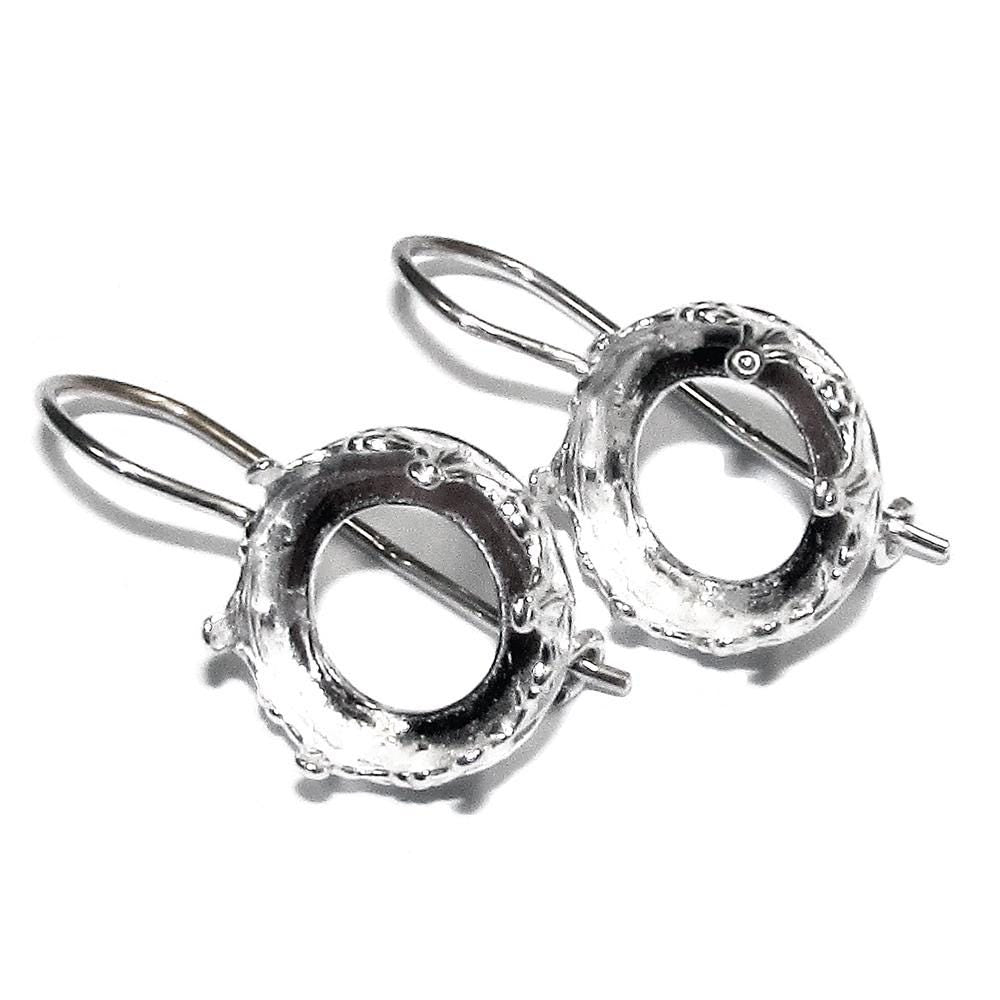 925 sterling silver blank earrings with bezel cup size 8 - 18mm, model 1231, Jewelry making, Setting, base earrings - 1 pair (2 pieсes)