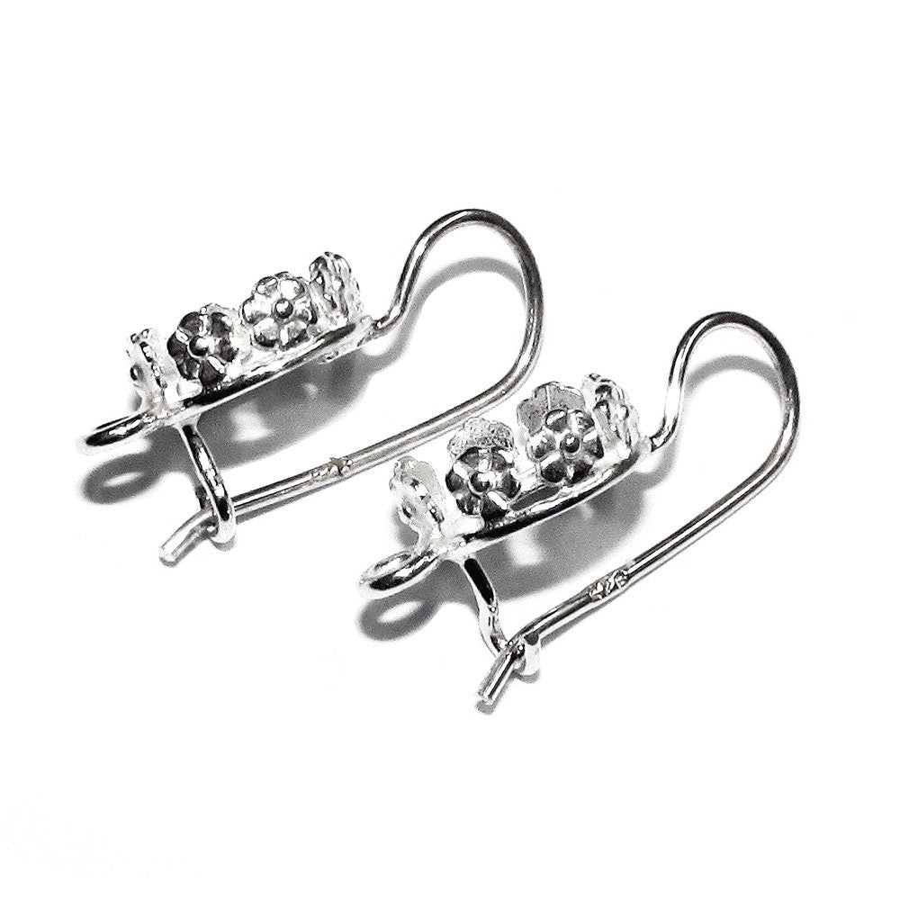 8 mm 925 sterling silver blank earrings with bezel cup and closed ring, Jewelry making, bezel cup, blank earrings - 1 pair (2 piece)