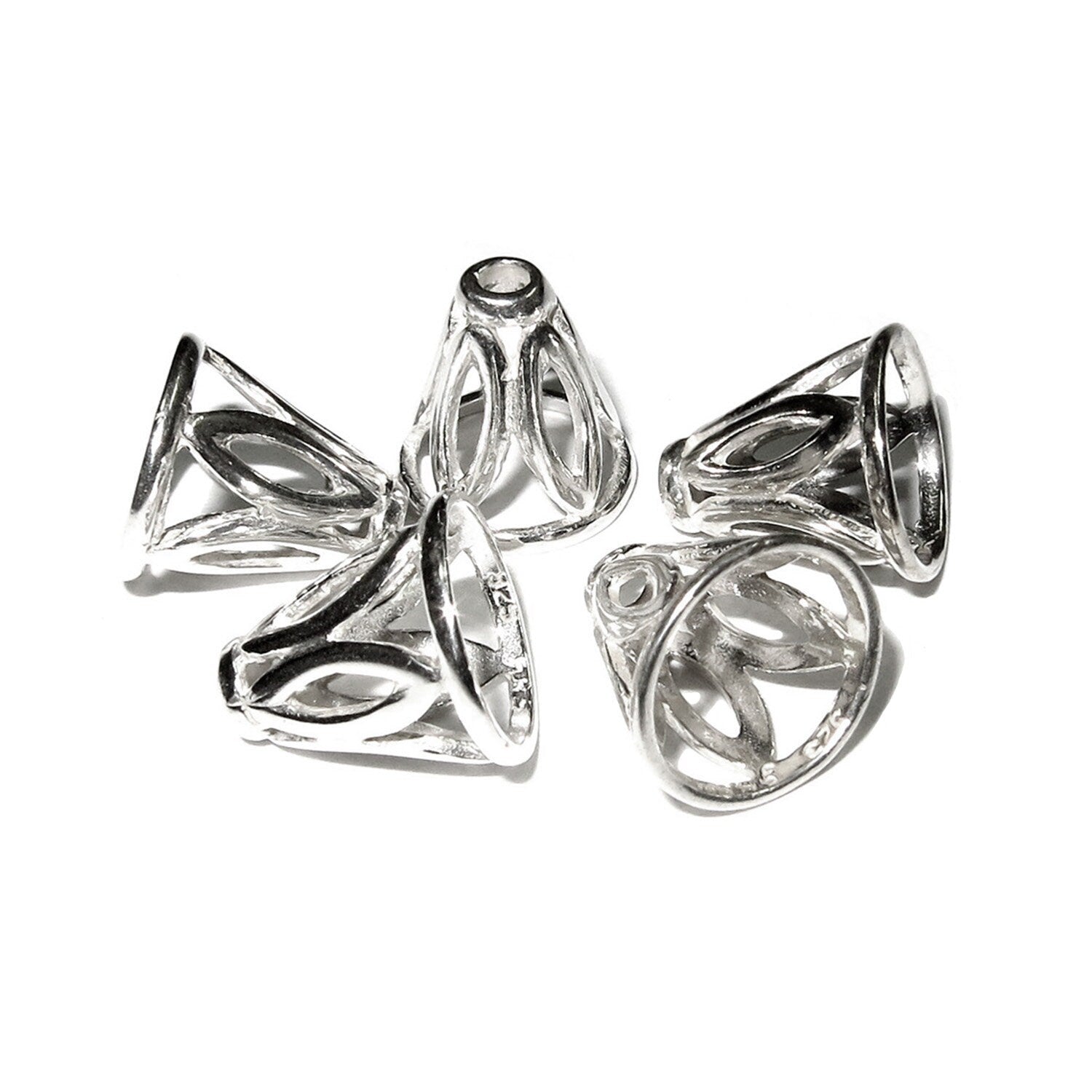 925 Sterling silver Bead Cones, Beading, Beading cones, Cones sterling silver, Jewelry making, Lariat, End caps - 1 pair (2 piece)