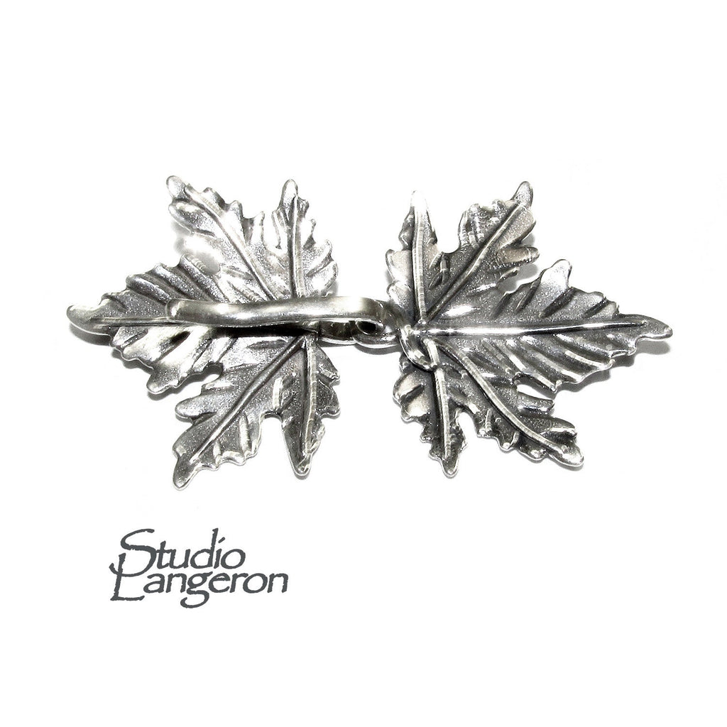 925 Sterling Silver Hook Eye Maple Leaf Clasps, Silver clasp, Jewelry making, Hook eye clasp, Sterling silver, Maple Leaf clasp - 1 piece