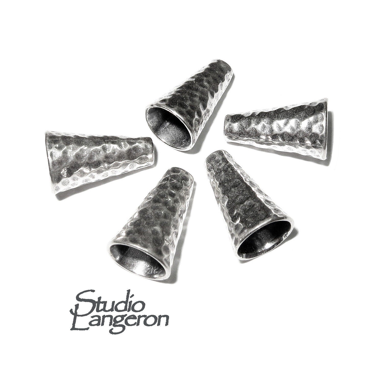 925 Sterling silver Bead Cones, Beading, Beading cones, Sterling silver, Jewelry making, Lariat, End caps, Silver cone - 1 pair (2 piece)