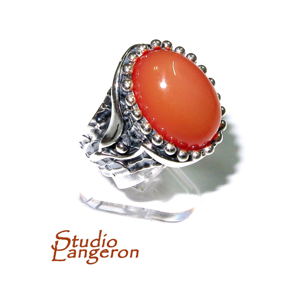 Statement Natural opal ring 925 sterling silver size 7, Handmade ring, single copy, silver, Orange opal, silver ring, Statement ring