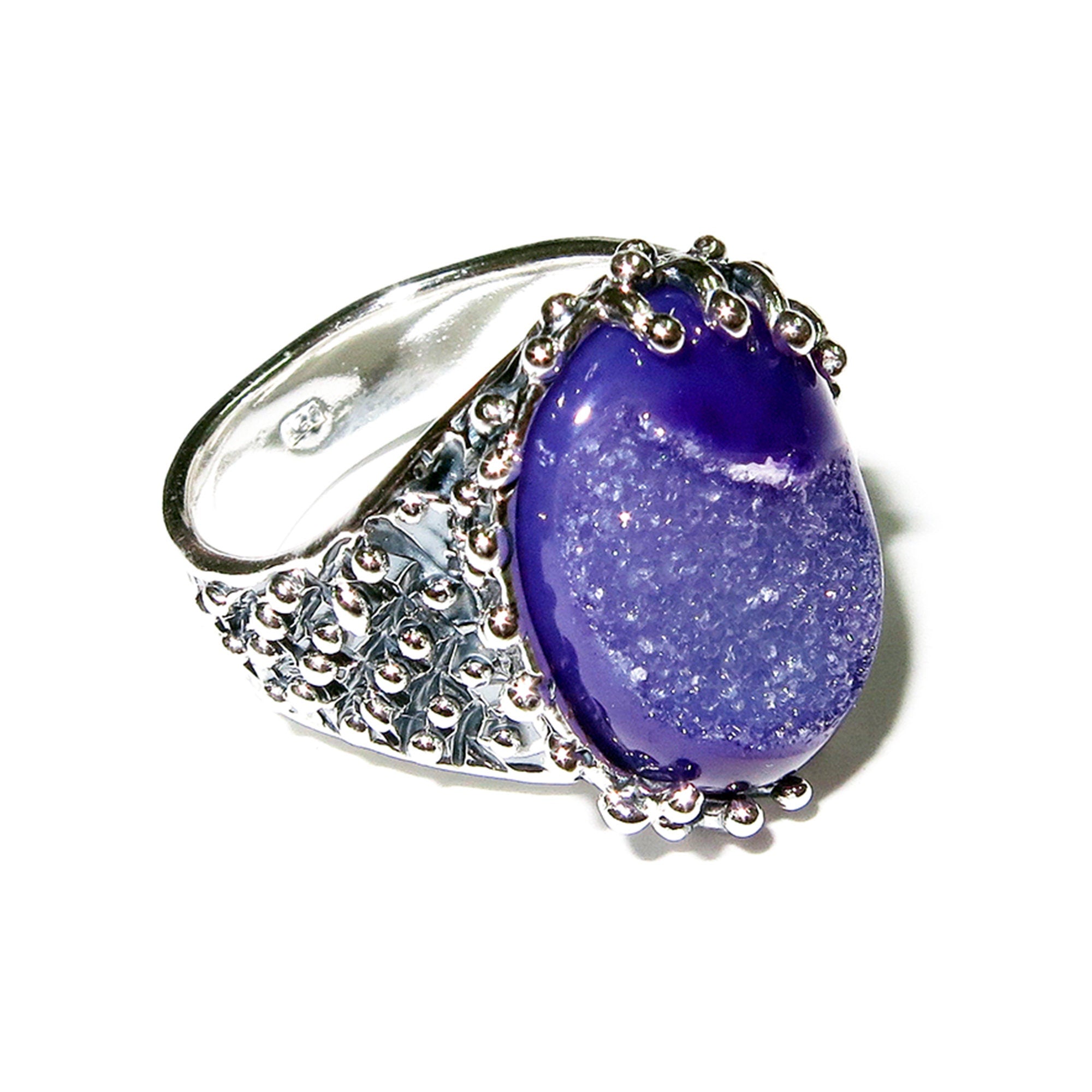 Druse agate ring 925 sterling silver size 8 1/2, Handmade ring, single copy, sterling silver, Druse agate, silver ring, Statement ring
