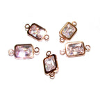 14K Rose Gold Filled White topaz rectangular Link Connector size 12.0x6.0 mm, Topaz gold filled link, Connector, Jewelry making - 1 piece